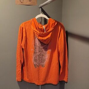 Pirate Island Orange Long Sleeve Graphic Shirt With Hood